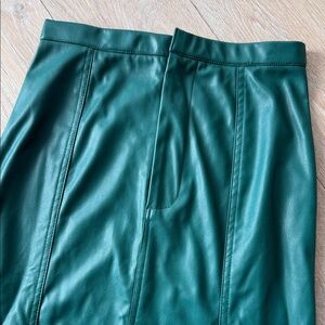 NSR Teal Faux Leather Panel Pencil Skirt